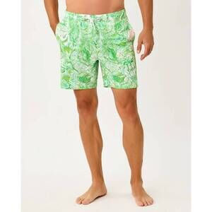 NEW LILLY PULITZER stuff del lago swim trunk in resort white ship to shore